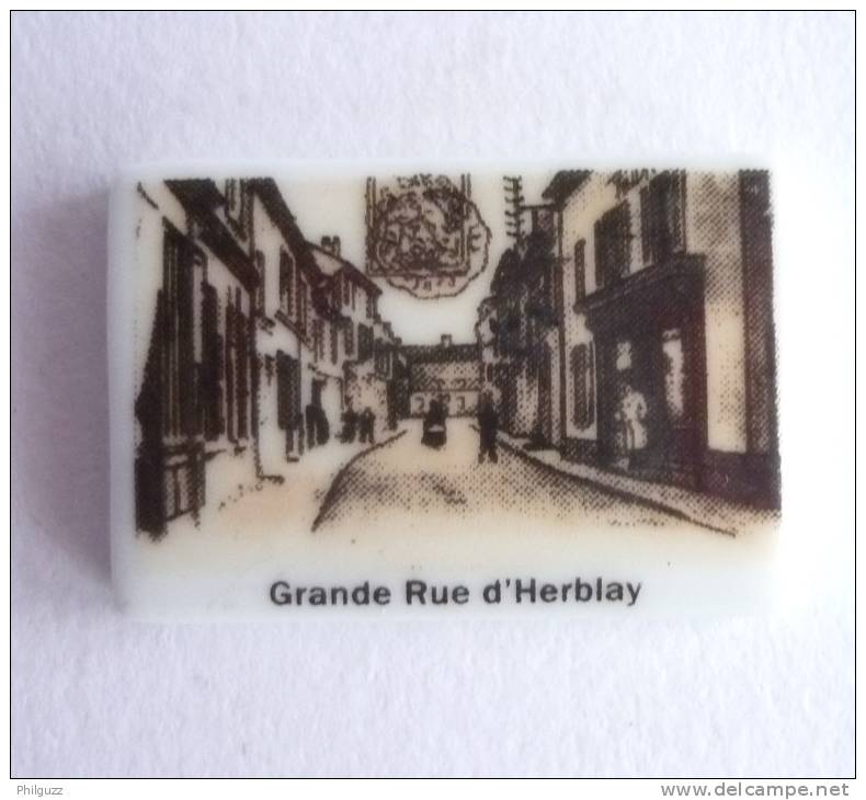 FEVE PUBLICITAIRE PERSO DH - HERBLAY 95 - GRANDE RUE GENRE CARTE POSTALE ANCIENNE - Regions