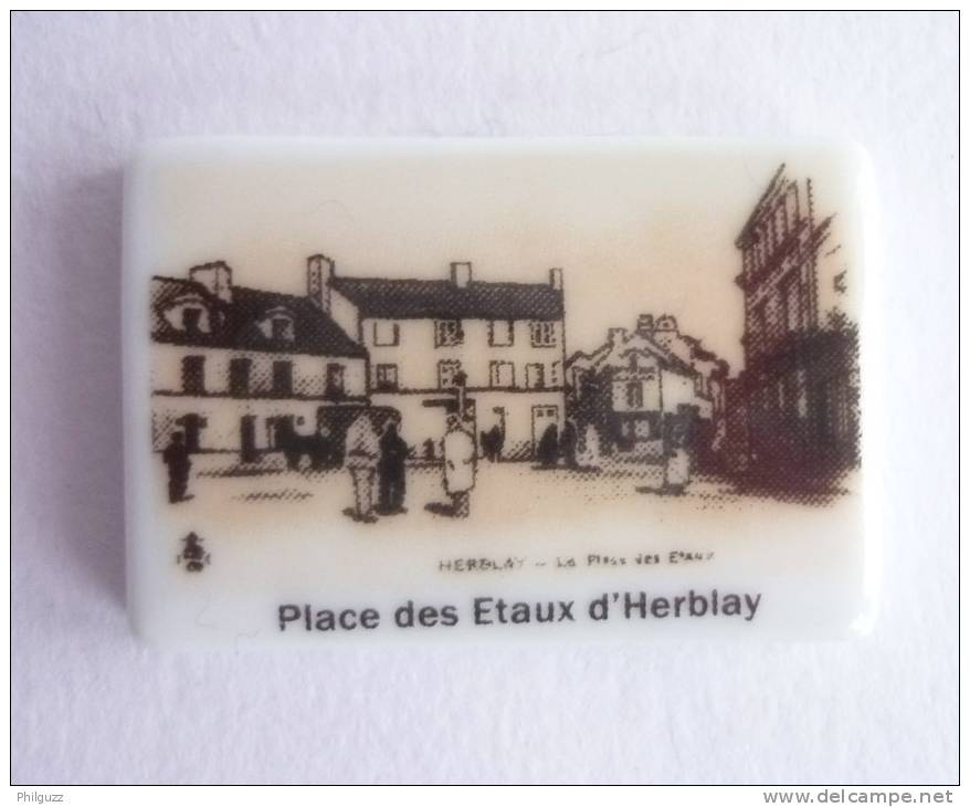 FEVE PUBLICITAIRE PERSO DH - HERBLAY 95 - PLACE DES ETAUX GENRE CARTE POSTALE ANCIENNE Clamecy - Regionen