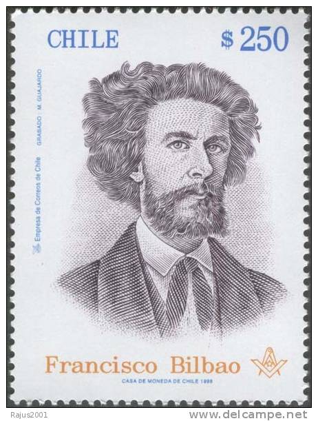 Bilbao, Apostle Of Freedom, Writer, Mason, Politician, Masonic Lodge, Freemasonry, MNH Chile - Franc-Maçonnerie