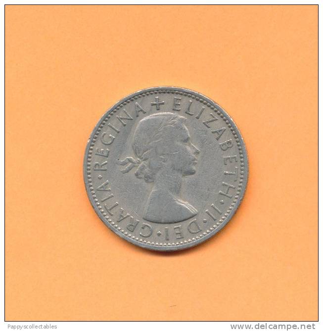 Great Britain UK Queen Elizabeth II 2 Shillings 1957 - J. 1 Florin / 2 Schillings