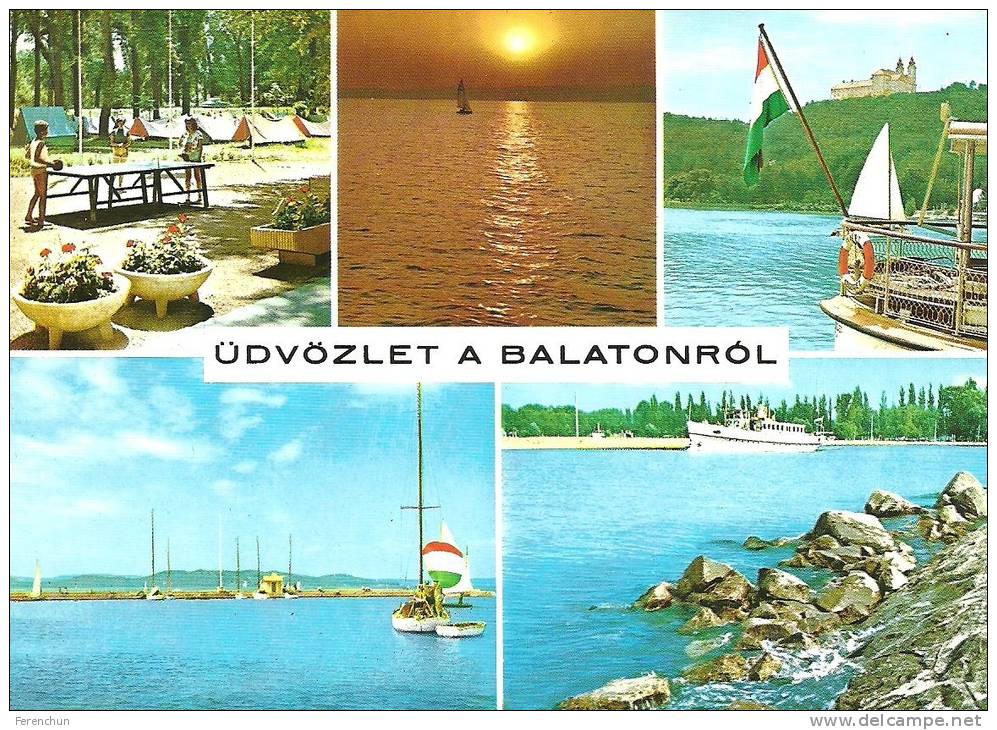TABLE TENNIS PING PONG SPORT * SAIL BOAT SAILBOAT SAILING SHIP * SUNSET BEACH TENT FLAG BALATON * KAK 0103 761 * Hungary - Tischtennis