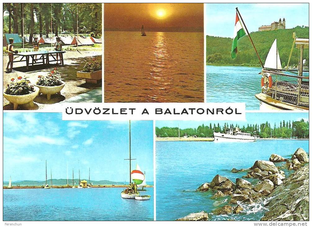 TABLE TENNIS PING PONG SPORT * SAIL BOAT SAILBOAT SAILING SHIP * SUNSET BEACH TENT FLAG BALATON * KAK 0103 792 * Hungary - Tischtennis