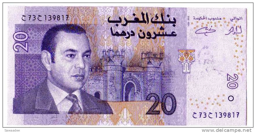 BILLET MAROC - P.68 - 20 DIRHAMS (VOIR SIGNATURES) -  MOHAMMED VI - Maroc