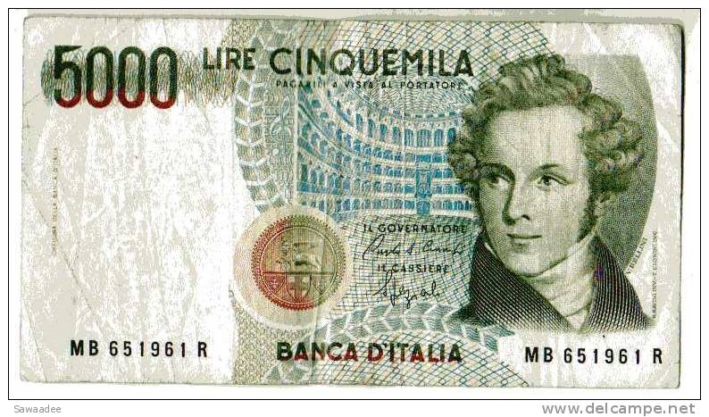 BILLET ITALIE - 111 - 1985 - 5000 LIRE - BELLINI - OPERA "NORMA" - COLISEE - - 5000 Liras