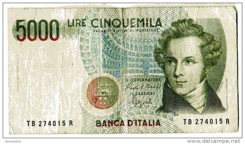 BILLET ITALIE - 111 - 1985 - 5000 LIRE - BELLINI - OPERA "NORMA" - COLISEE - - 5000 Liras
