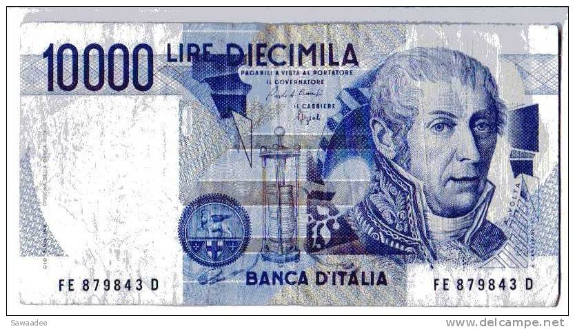 BILLET ITALIE - P.112 - 10000 LIRE - 1984 - ALESSANDRO VOLTA - MAUSOLEE - VARIANTE YEUX CLAIRS - 10000 Lire