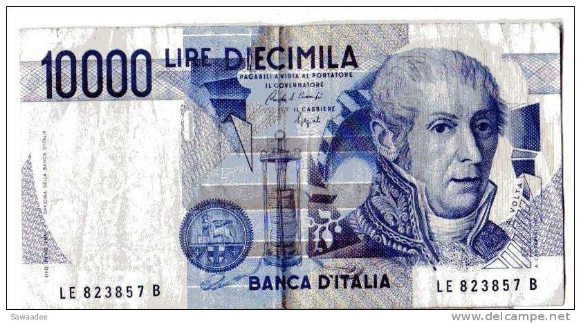 BILLET ITALIE - P.112 - 10000 LIRE - 1984 - ALESSANDRO VOLTA - MAUSOLEE - YEUX NOIRS - 10.000 Lire