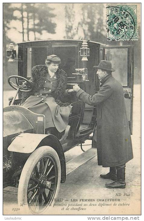 PARIS NOUVEAU LES FEMMES CHAUFFEUR MME DECOURCELLE AYANT 2 DIPLOMES DE COCHERE ET CHAUFFEUR - Petits Métiers à Paris