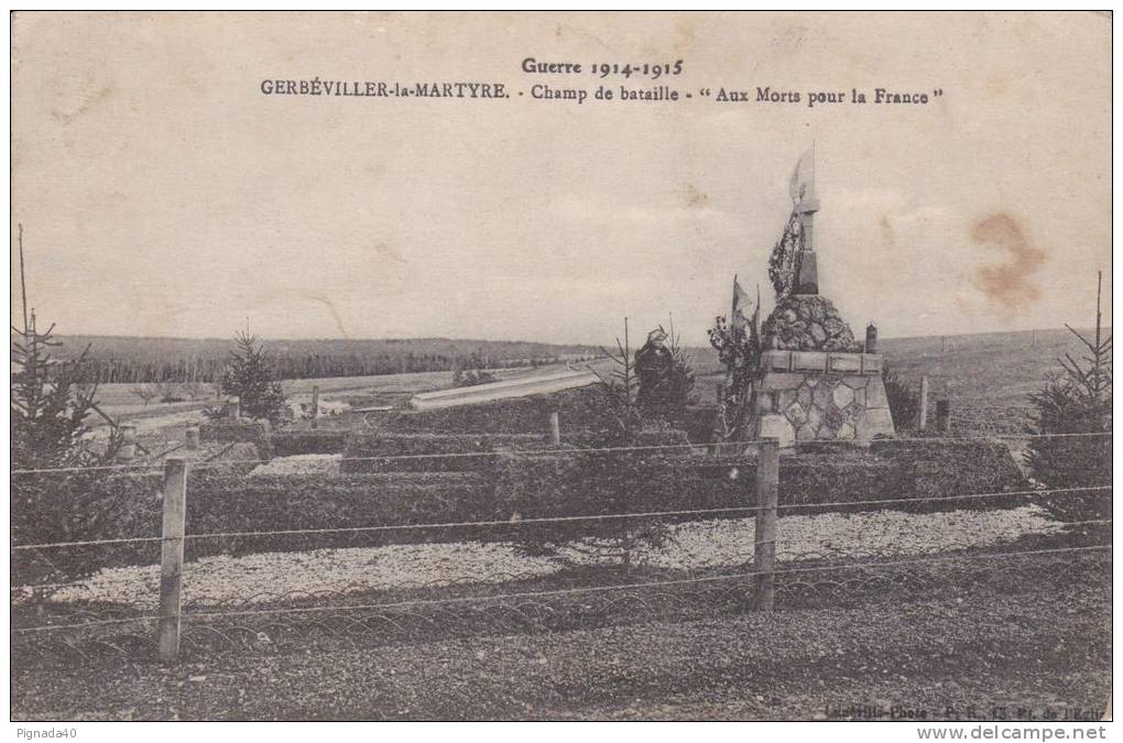 Cp , 54 , GERBÉVILLER-la-MARTYRE , Guerre 1914-1915 , Champ De Bataille , "Aux Morts Pour La France" - Gerbeviller