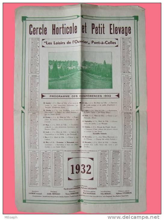 Calendrier 1932 - Edité Par Le Cercle Horticole Et Petit Elevage - " Les Loisirs De L'Ouvrier " Pont -à-Celles   (2611) - Big : 1901-20