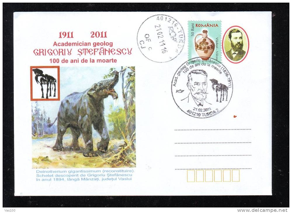 ACADEMICIAN GEOLOG GRIGORIU STEFANESCU,DISCOVER SCHELETON,2011,SPECIAL COVER,ROMANIA - Prehistory