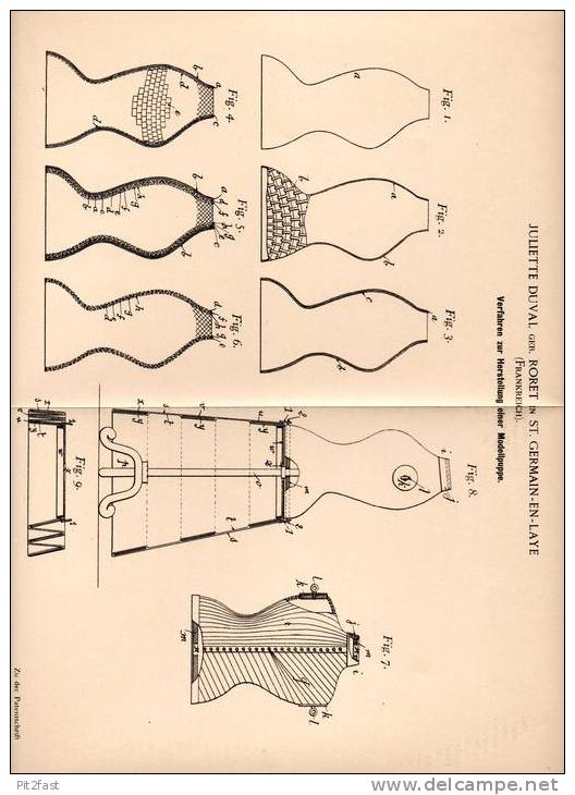 Original Patentschrift - J. Duval In St. Germain En Laye , 1899 , Herstellung Von Puppen , Modellpuppen , Puppe !!! - Puppen