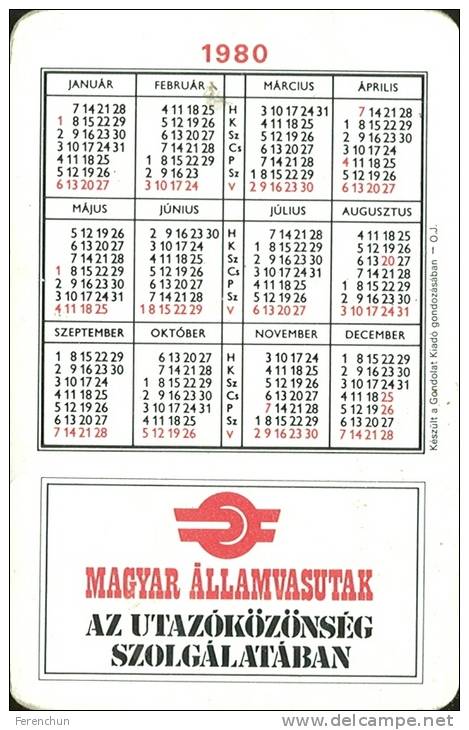 RAIL * RAILWAY * RAILROAD * TICKET OFFICE * HUNGARIAN STATE RAILWAYS * CHILD * CALENDAR * MAV 1980 4 * Hungary - Small : 1971-80