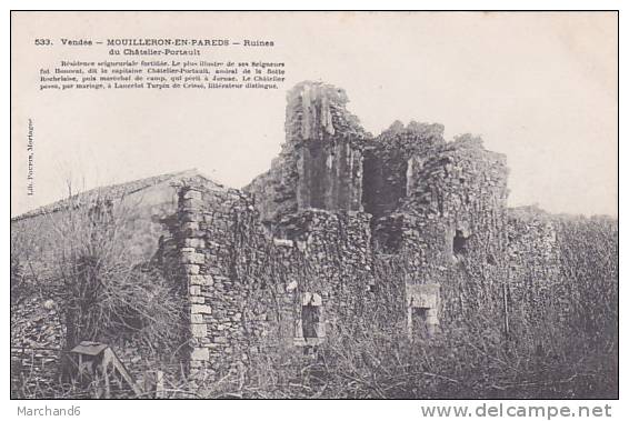 VENDEE MOUILLERON EN PAREDS CHATEAU DE LA RUINES DU CHATELIER PORTAULT Editeur Poupin - Mouilleron En Pareds