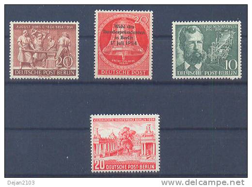 Germany West Berlin Workers,bell,Ottmar Mergenthaler Mi#116,117,118,125 1954 MNH ** - Ungebraucht