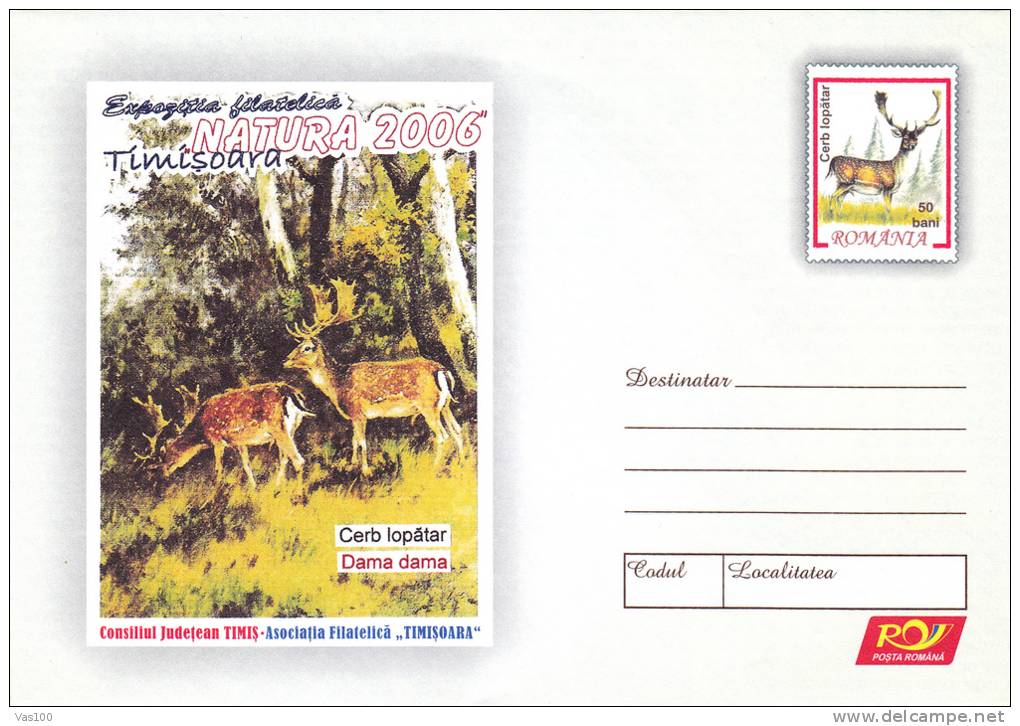 DEER,2006,COVER STATIONERY,ENTIER POSTAL,UNUSED,ROMANIA - Wild