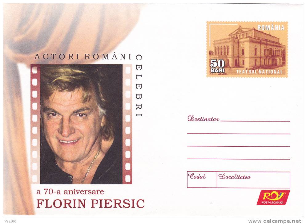 FLORIN PIERSIC,ACTOR OF MOVIE AND THEATRE,2006, COVER STATIONERY,ENTIER POSTAL,UNUSED,ROMANIA - Cinema