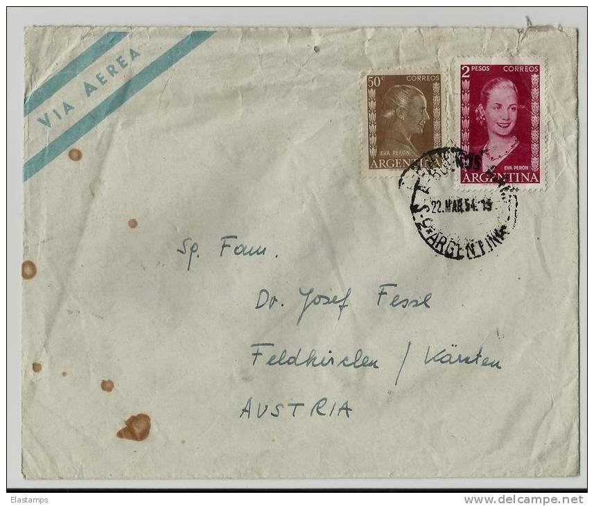 =Argentina  1954brief  Nach Austria - Poste Aérienne