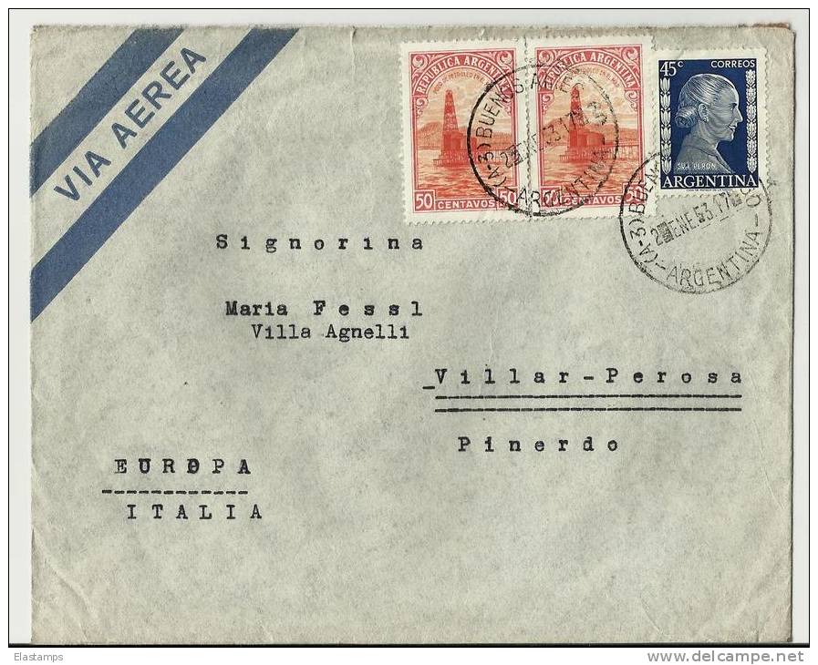 =Argentina  1953 Brief  Nach Italia - Cartas & Documentos