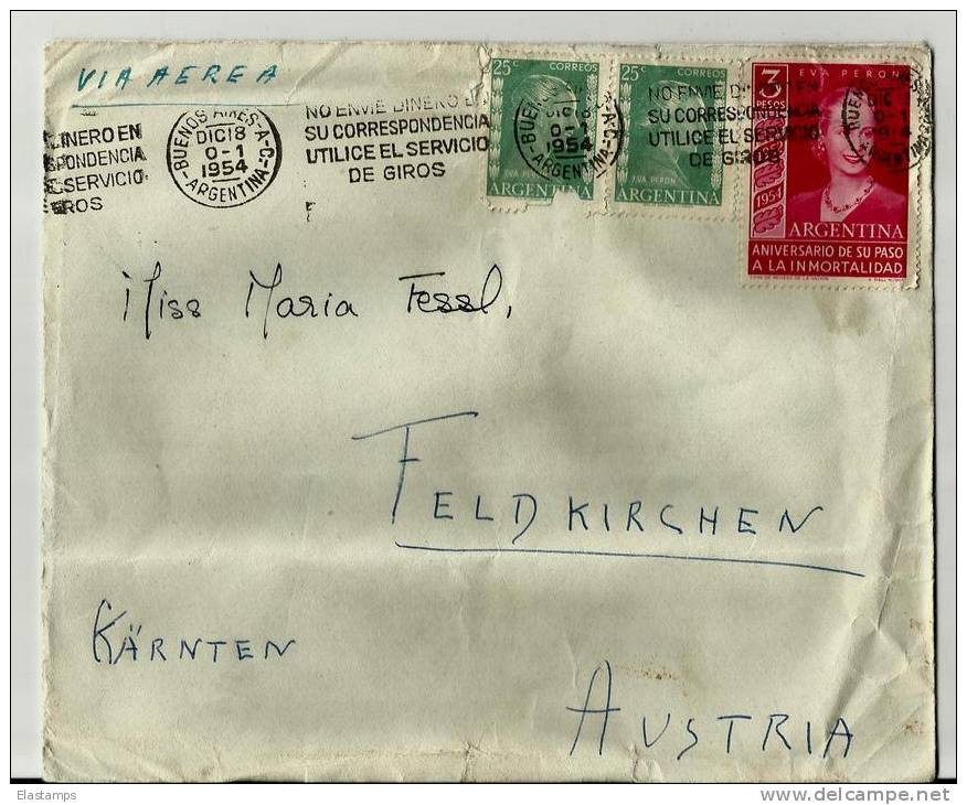 =Argentina 1954 Brief  Nach Austria - Neufs