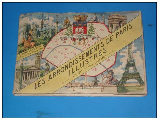 Carnet 20 Cartes Postales Les Arrondissements De PARIS Illustres Blondel La Rougery - Autres & Non Classés