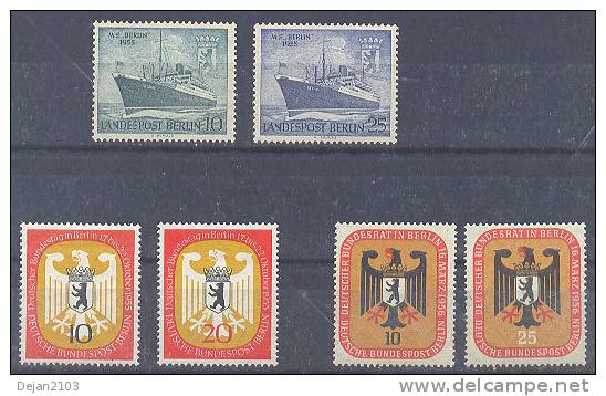 Germany West Ships,coat Of Arms Mi#126/7,129/30,136/7  1955/56 MNH ** - Ungebraucht