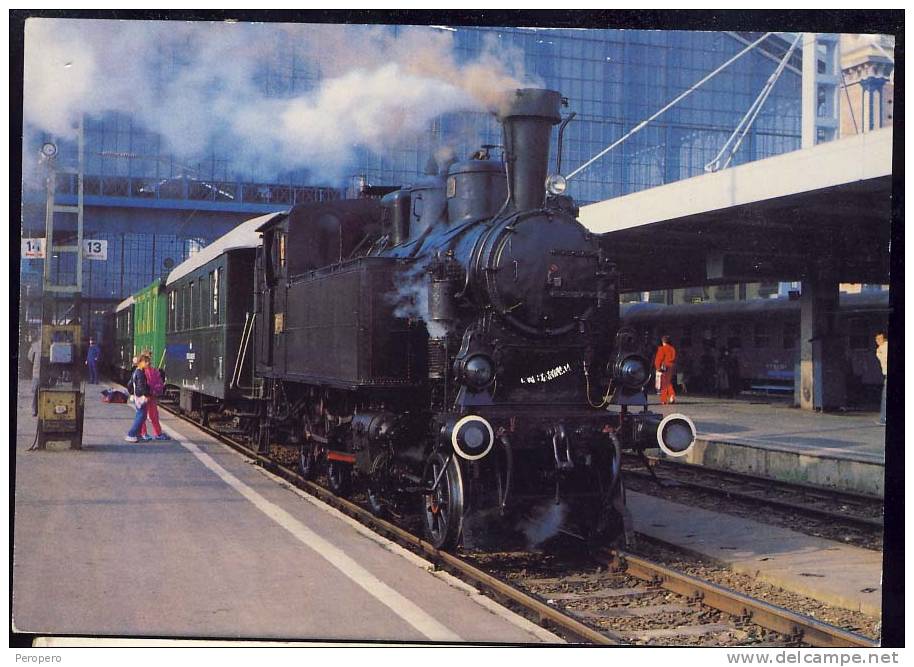 RAILWAY   BAHNHOF   LOCOMOTIVE          Old Postcard - Gares - Avec Trains