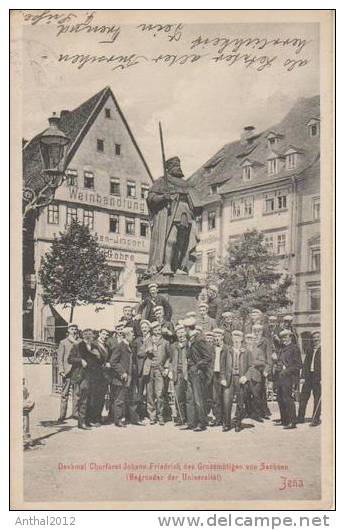 Jena Studentika Studenten Vor Dem Universität-Begründer Denkmal 14.10.1914 Göhre Weinhdlg. Student - Jena