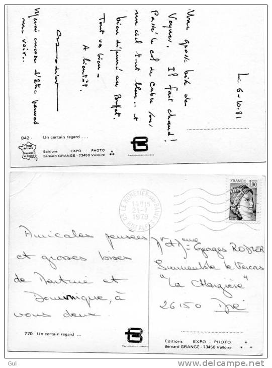 "Un Certain Regard" Lot De 2 Cartes Photo Photos Bernard GRANGE- Editions:Expo Photo B.GRANGE 73450 Valloire) *PRIX FIXE - Photographs