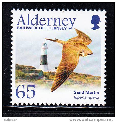 Alderney MNH Scott #238 65p Sand Martin, Lighthouse - Swallows