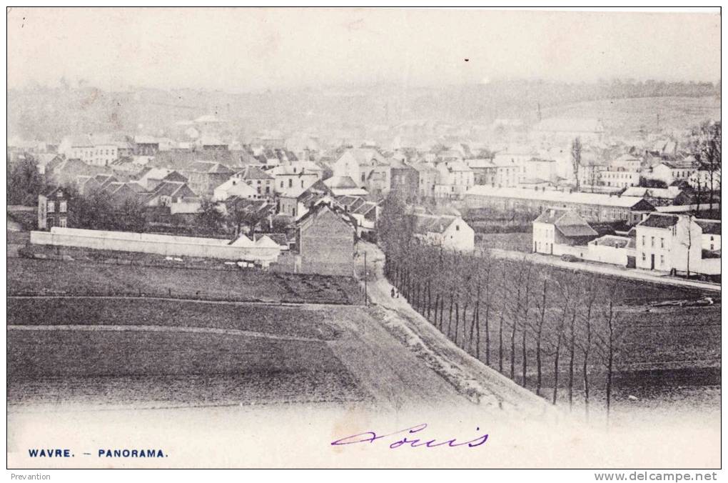 WAVRE - Panorama - Carte écrite 1907 - Wavre