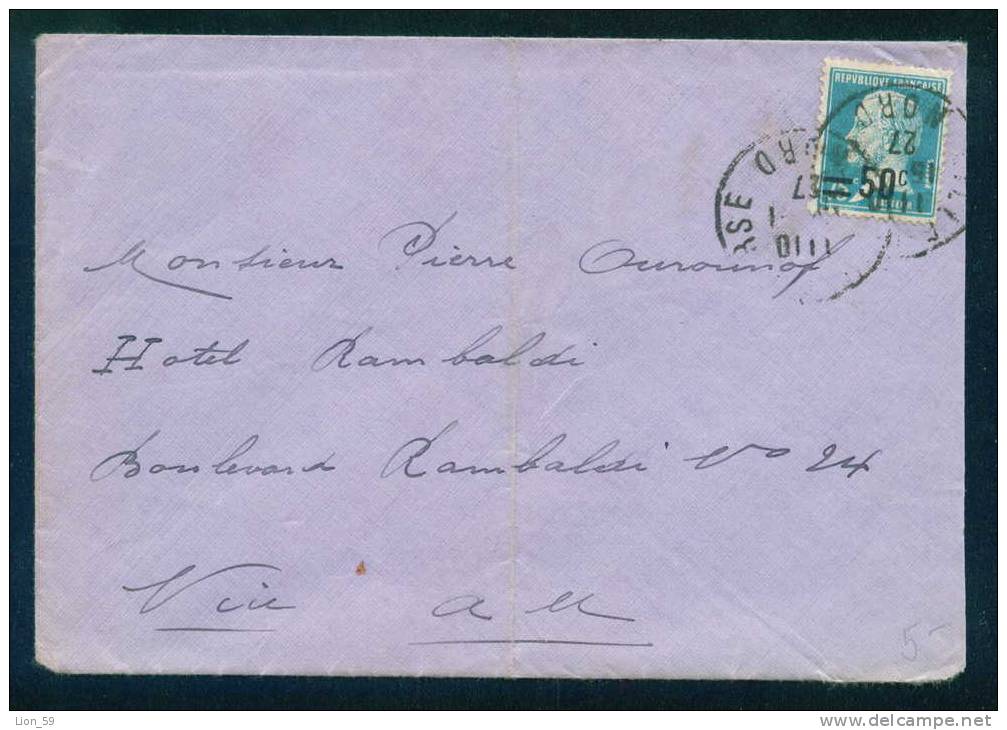 52796 Cover Brief Lettre 1927  - OVERPRINT PASTEUR - France Frankreich Francia - 1922-26 Pasteur