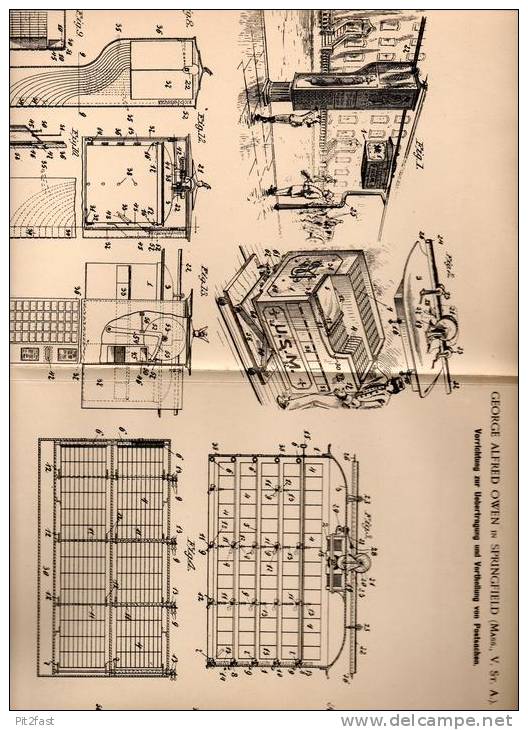 Original Patentschrift - Verteileranlage Für Postsachen , Post , 1901 , G. Owen In Springfield , USA , Postbote , USM !! - Architectuur