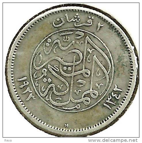 EGYPT 2 PIASTRES INSCRIPTIONS FRONT & MAN HEAD BACK 1923-1341 H  AVF AG SILVER KM335 READ DESCRIPTION CAREFULLY !!! - Egipto