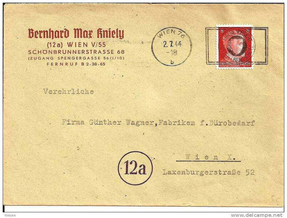 III-OM055 / Firmencouvert Mit Maschenenstempel- Werbung Fuer Unfallschutz, Wien 1944 - Storia Postale