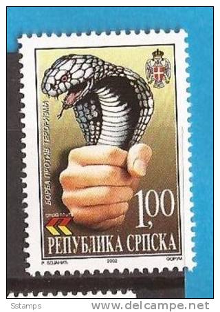 2002X   233    BOSNIA REPUBLIKA SRPSKA AGAINST TERRORISM MILITARIA SERPENTI  MNH - Snakes
