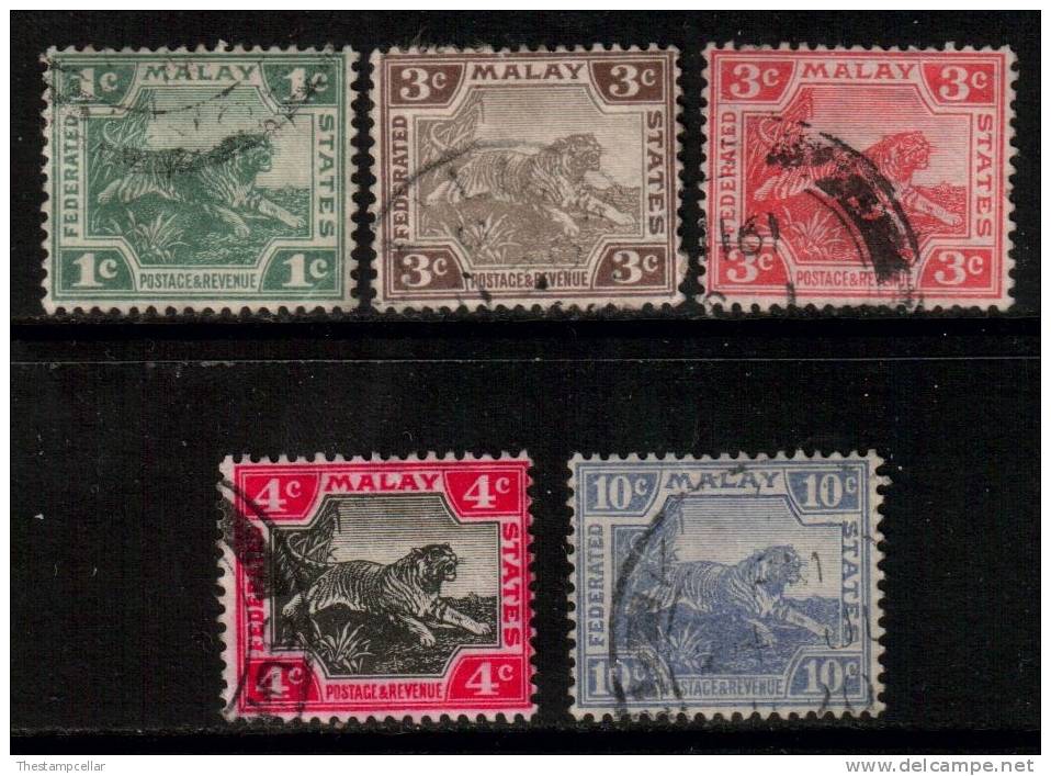 Federated Malay States 1904 Multiple Crown Range To 10c  Used - Federated Malay States