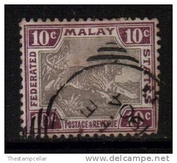 Federated Malay States Scott 23 - SG20d, 1900 Crown CA 10c Tiger Used - Federated Malay States