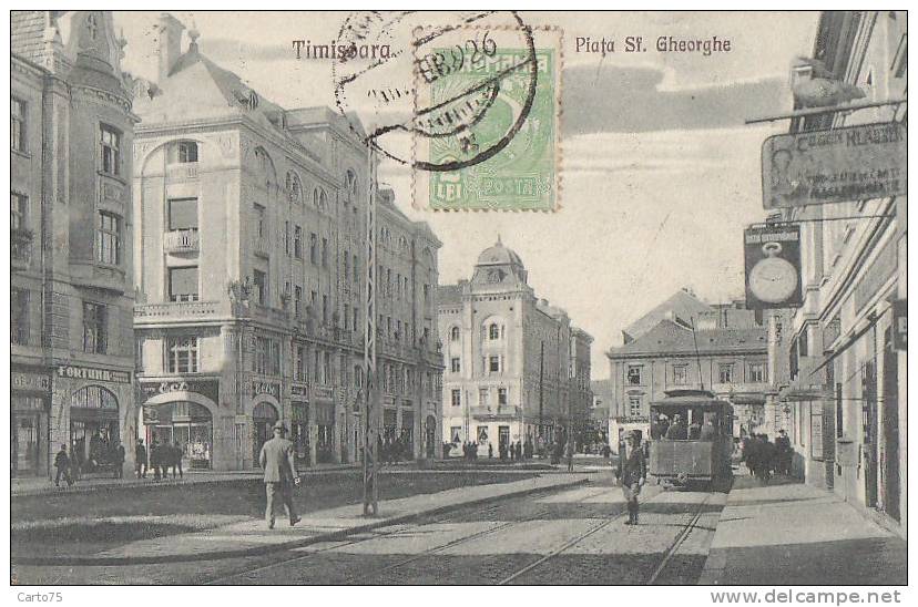 Roumanie - Timisoara - Piata Sf. Gheorghe -  Horloger - Chemins De Fer Tramway - Rumänien
