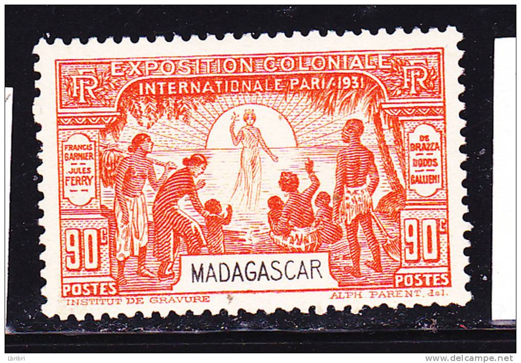 MADAGASCAR N°181 90C ORANGE EXPOSITION COLONIALE DE PARIS 1931 NEUF AVEC CHARNIERE - Altri & Non Classificati