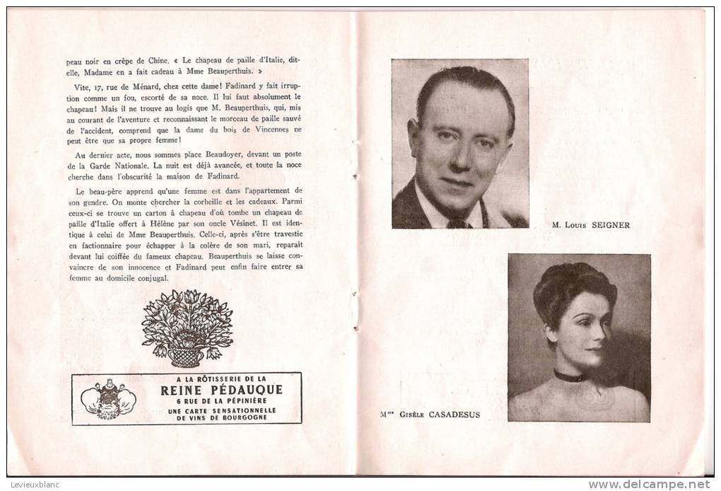 Programme/théatre/Comédie Française/ Salle Luxembourg/Paris/ 1947  PROG30 - Programmes