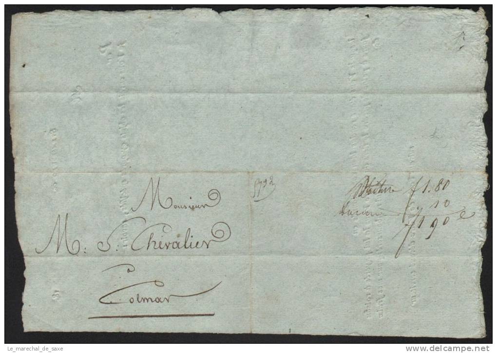 Lettre De Voiture STRASBOURG 1818 Par Bâteau!! à Colmar Batelier Hanser - 1801-1848: Voorlopers XIX