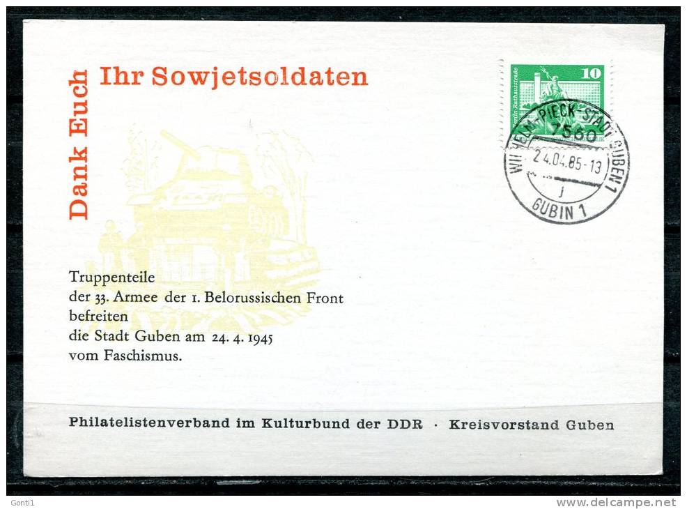 DDR1985 Propaganda Sonderkarte Befreiung M.Guben Sorben Tagesstempel"Wilhelm-Pieck-Stadt Guben 1,Gubin 1 " 1 Karte Used - Sonstige & Ohne Zuordnung