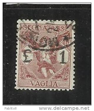 ITALY KINGDOM ITALIA REGNO 1924 SEGNATASSE PER VAGLIA LIRE 1 USED - Tax On Money Orders