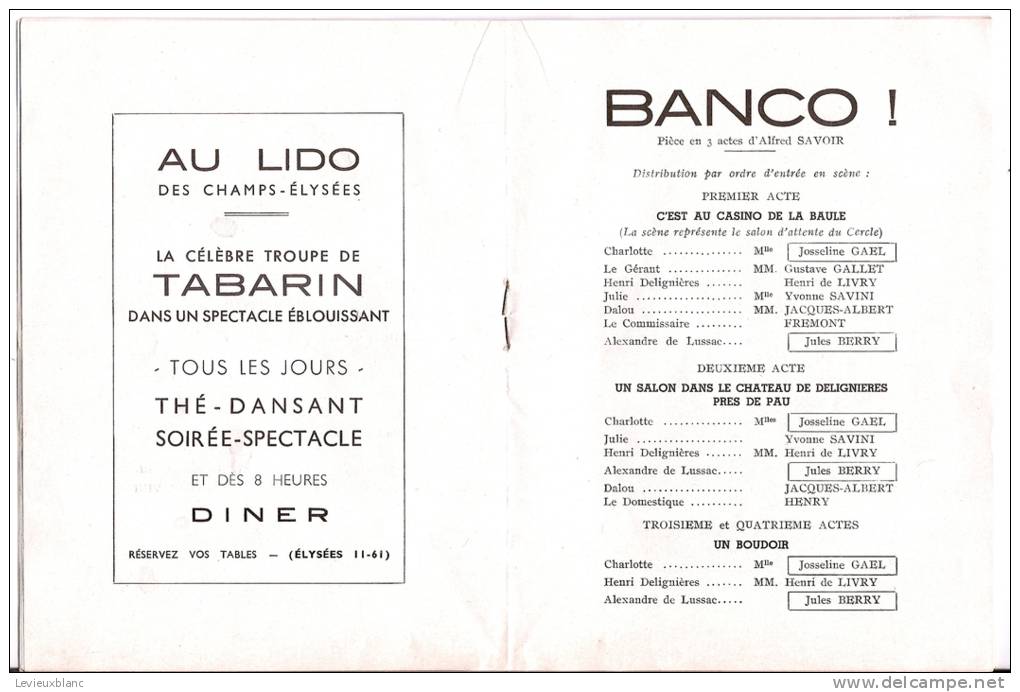 Programme/théatre/Théatre Marigny/Banco!/Paris/ Sous L'occupation/1939-1940    PROG33 - Programmes