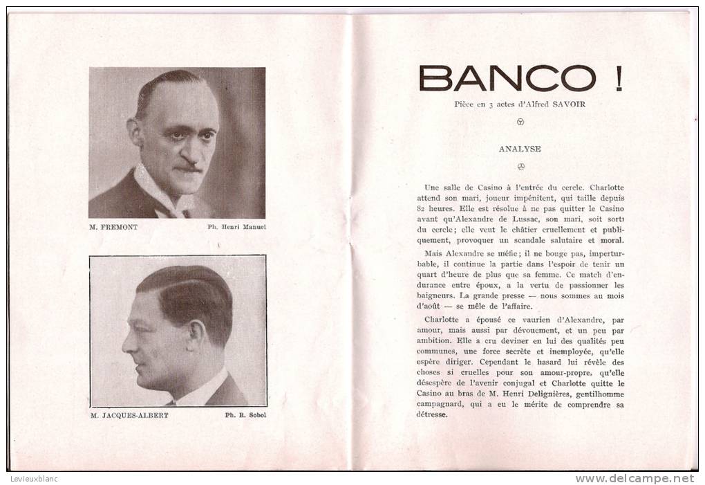 Programme/théatre/Théatre Marigny/Banco!/Paris/ Sous L'occupation/1939-1940    PROG33 - Programmes