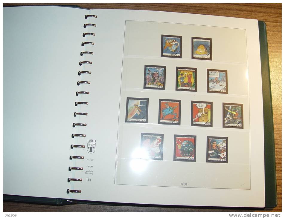 OCCASION FRANCE 1988-1995 !!! LINDNER 1 RELIURE VERTE  + Env. 62 FEUILLES PREIMPRIMEES - Binders With Pages