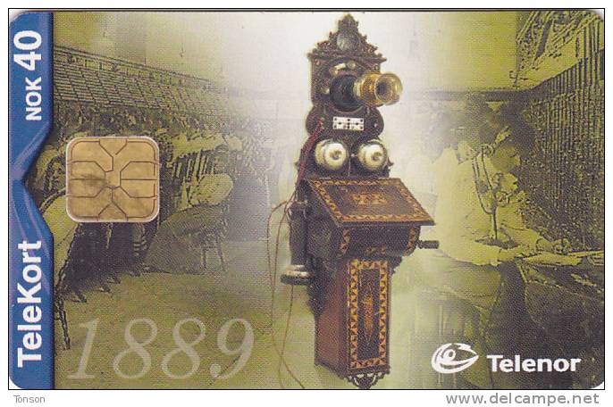 Norway, N166, Telefon 1889, Chip: ODS4, 2 Scans. . - Norvège
