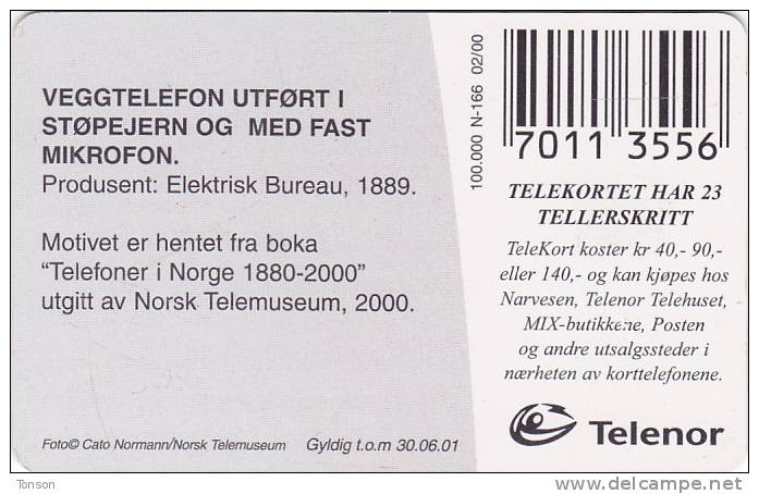 Norway, N166, Telefon 1889, Chip: ODS4, 2 Scans. . - Norvège