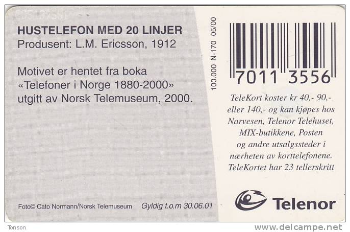 Norway, N170, Telefon 1912, CN: C05139551, 2 Scans. . - Norway